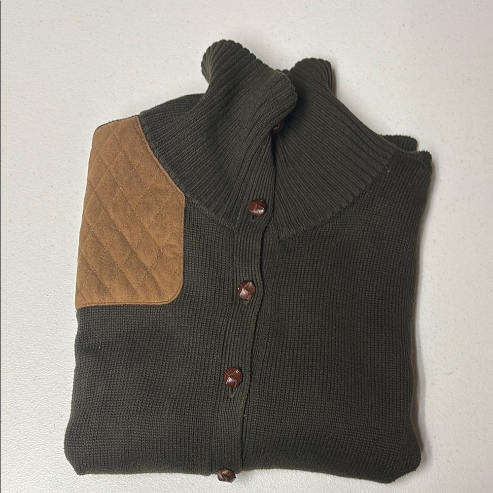 Ralph Lauren Men's Olive Green Sweater with Tan Accents - Picture 6 of 6